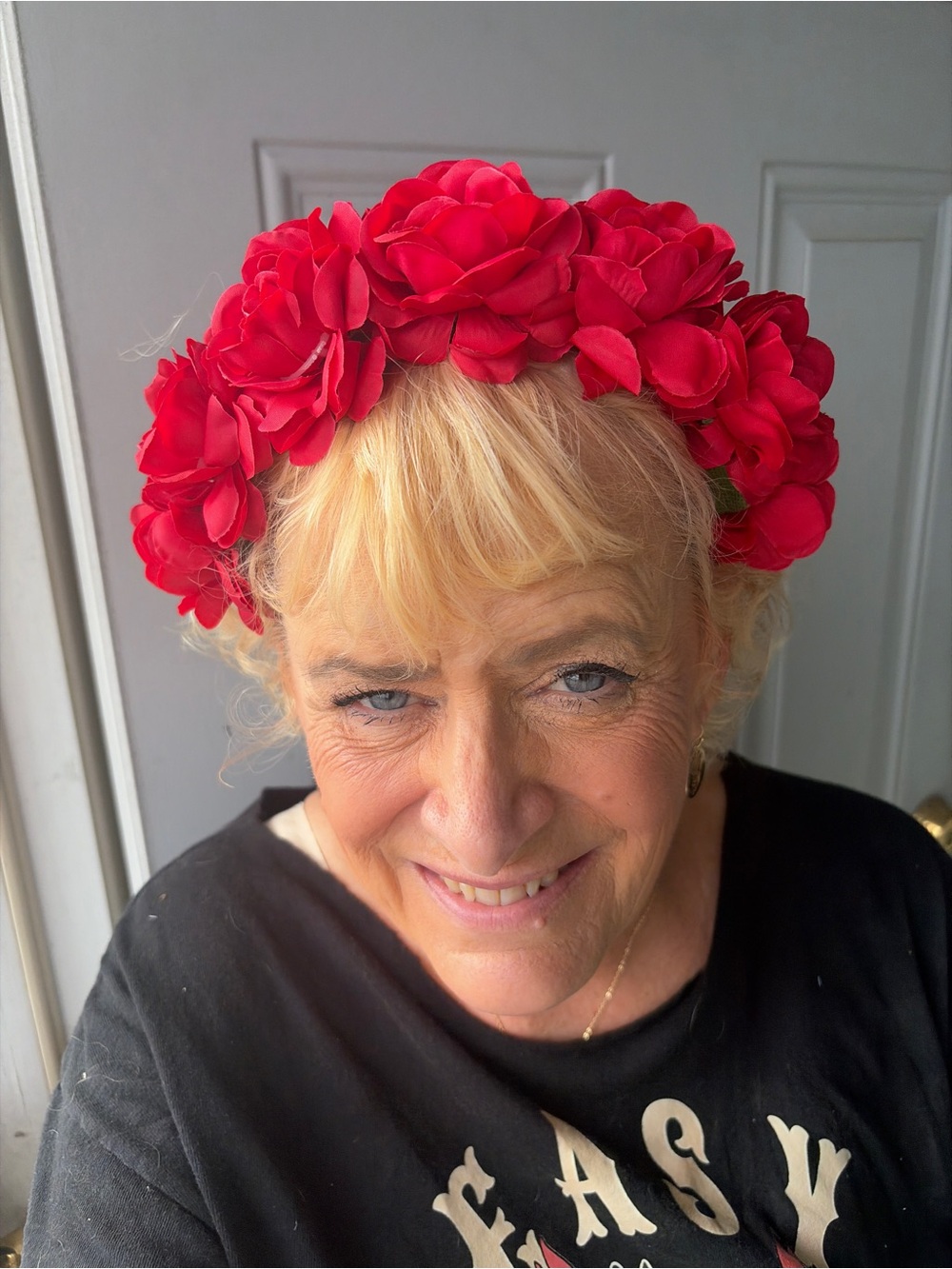 Red Flower Crown Headband - Women’s Floral Hair Accessory New